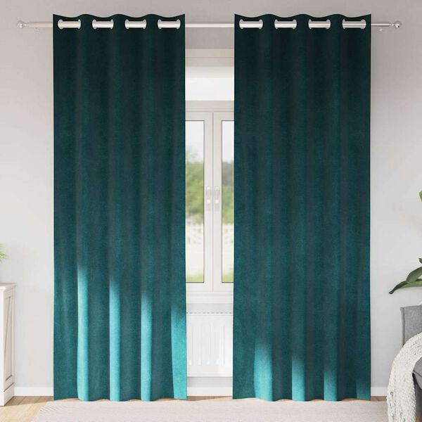 vidaXL Cortinas opacas 2 pcs Verde oscuro 140 x 260 cm Terciopelo