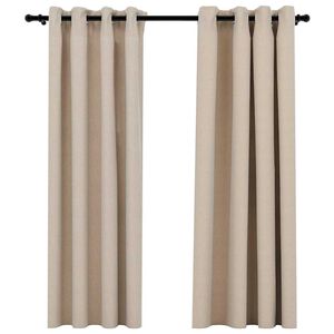 vidaXL Cortinas opacas con ojales look de lino 2 pzas beige 140x175 cm