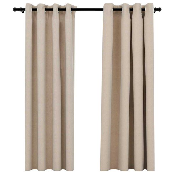 vidaXL Cortinas opacas con ojales look de lino 2 pzas beige 140x175 cm