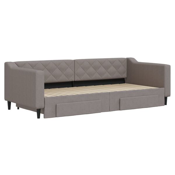 vidaXL Sof&aacute; cama nido con cajones tela gris taupe 90x200 cm