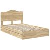 vidaXL Cama con almacenamiento con cabecera Roble Sonoma 120 x 190 cm