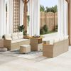 vidaXL Conjunto de sof&aacute;s de jard&iacute;n 9 pcs Beige rat&aacute;n sint&eacute;tico