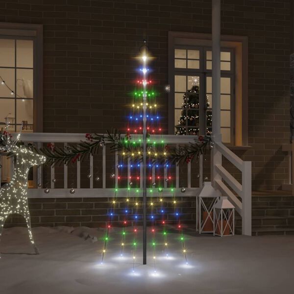 vidaXL &Aacute;rbol de Navidad en asta de bandera 108 LED de colores 180 cm