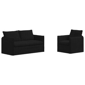 vidaXL Juego de Sof&aacute; 2 pcs Negro 156 x 82 x 85 cm Tela