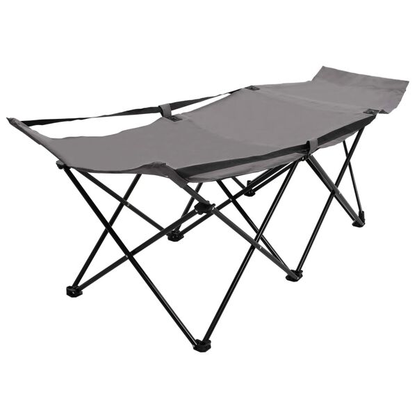vidaXL Tumbona plegable acero gris