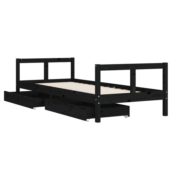 vidaXL Estructura de cama ni&ntilde;os con cajones madera pino negro 80x200cm