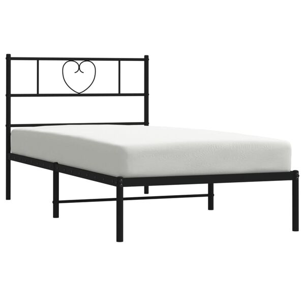vidaXL Estructura cama sin colch&oacute;n con cabecero metal negro 90x200 cm