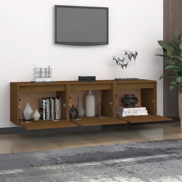 vidaXL Muebles para TV 3 piezas madera maciza de pino marrón miel