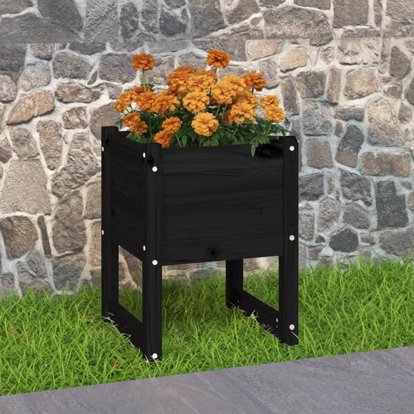 vidaXL Jardinera madera maciza de pino negro 40x40x52,5 cm