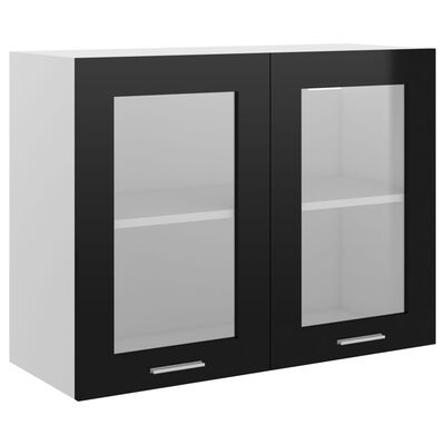 vidaXL Armario colgante cocina contrachapada negro brillo 80x31x60 cm