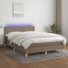 vidaXL Cama box spring colch&oacute;n y luces LED tela gris taupe 140x190 cm