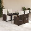 vidaXL Set comedor de jard&iacute;n 5 piezas y cojines rat&aacute;n sint&eacute;tico marr&oacute;n