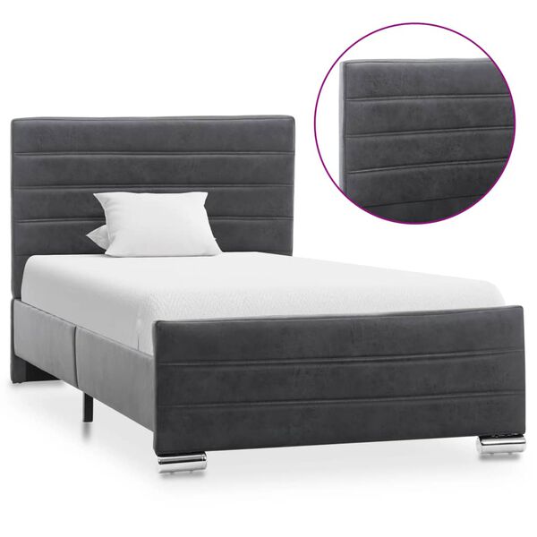 vidaXL Estructura de cama de cuero sintético gris 100x200 cm