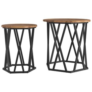 vidaXL Mesa de Caf&eacute; 2 pcs Madera envejecida