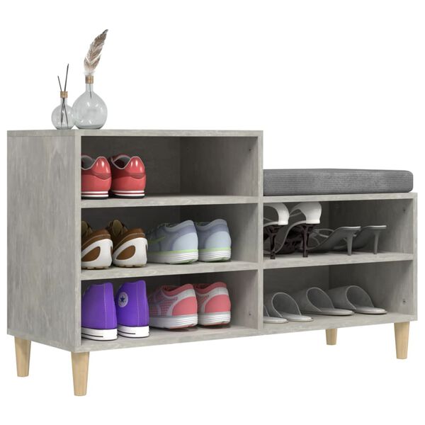 vidaXL Mueble zapatero madera contrachapada gris hormigón 102x36x60 cm