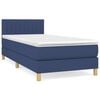 vidaXL Cama box spring con colch&oacute;n tela azul 90x190 cm