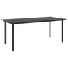 vidaXL Mesa de comedor para jard&iacute;n acero y vidrio negro 190x90x74 cm