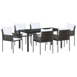vidaXL Conjunto de Comedor de Jard&iacute;n 7 pcs Marr&oacute;n y Negro