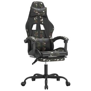 vidaXL Silla gaming con reposapi&eacute;s cuero sint&eacute;tico negro camuflaje