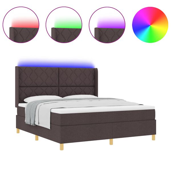 vidaXL Cama tipo Box Spring con colch&oacute;n Marr&oacute;n 180 x 200 cm tela