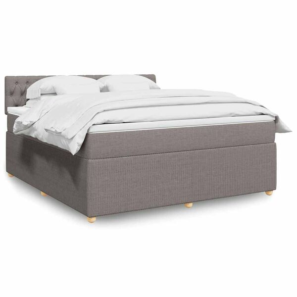 vidaXL Cama box spring con colch&oacute;n tela gris taupe 180x200 cm