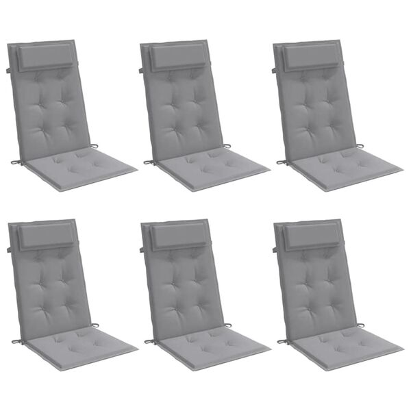 vidaXL Cojines de silla con respaldo alto 6 uds tela Oxford gris