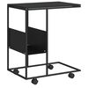vidaXL Mesa auxiliar con ruedas madera ingenier&iacute;a negra 55x36x63,5 cm