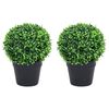 vidaXL Plantas de boj artificial 2 uds forma bola maceta verde 32 cm