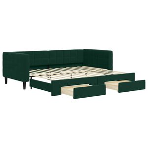 vidaXL Sof&aacute; cama nido con cajones terciopelo verde oscuro 90x200 cm
