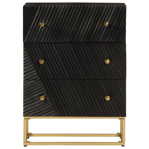 vidaXL C&oacute;moda madera maciza de mango y hierro negro 55x30x76 cm