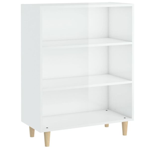 vidaXL Aparador madera contrachapada blanco brillante 69,5x32,5x90 cm