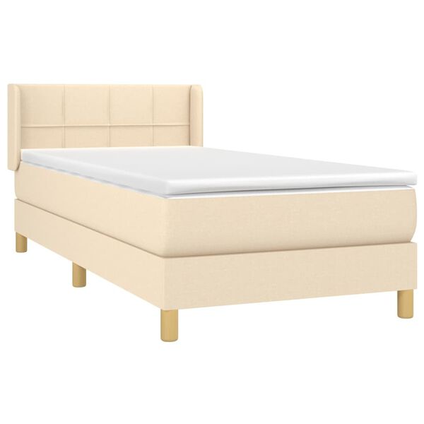 vidaXL Cama box spring con colch&oacute;n tela color crema 90x190 cm