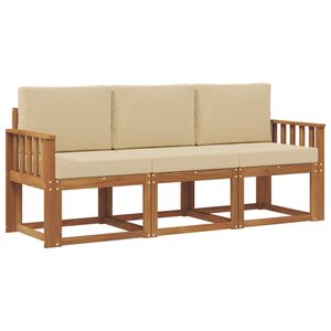 vidaXL Conjunto de sof&aacute;s de exterior con coj&iacute;n 3 pcs Natural y Beige