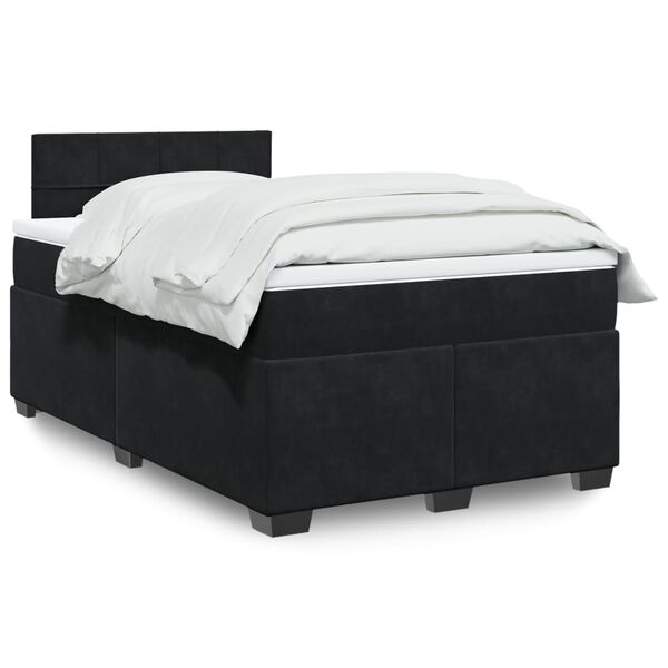 vidaXL Cama box spring con colch&oacute;n terciopelo negro 120x190 cm