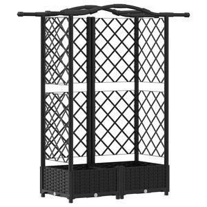 vidaXL Cama elevada con trellis y techo Negro 124 x 40 x 123 cm PP