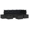 vidaXL Conjunto de sof&aacute; de jard&iacute;n 7 uds. Negro rat&aacute;n sint&eacute;tico
