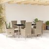vidaXL Set comedor de jard&iacute;n 7 pzas con cojines rat&aacute;n sint&eacute;tico beige
