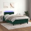 vidaXL Cama box spring colch&oacute;n y LED terciopelo verde oscuro 120x190cm