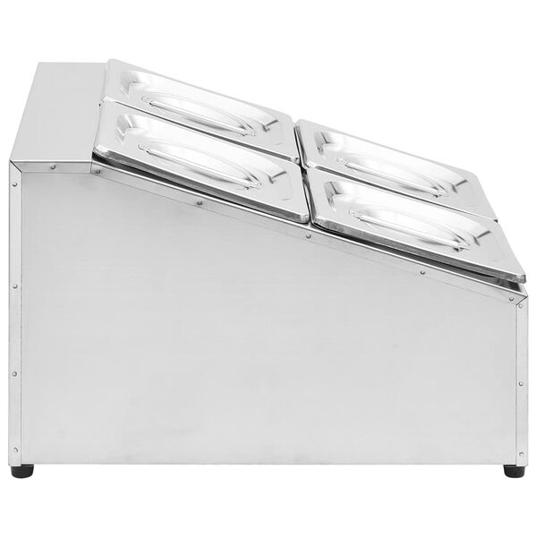 vidaXL Soporte bandeja Gastronorm con 4 bandejas 1/6 acero inoxidable