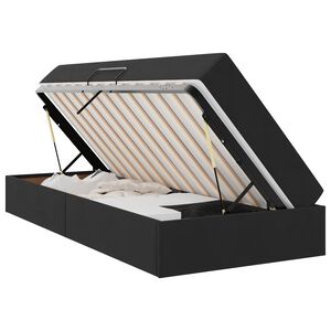 vidaXL Cama con almacenamiento y colch&oacute;n Negro 90 x 190 cm Terciopelo