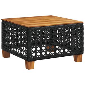vidaXL Mesa de jardín ratán PE y madera acacia negro 55x55x36 cm