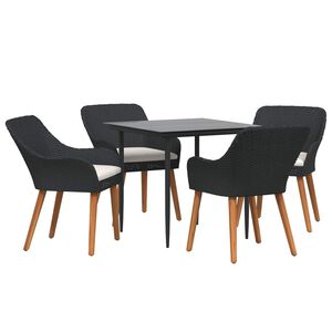 vidaXL Conjunto de Comedor de Jard&iacute;n 5 pcs Negro rat&aacute;n sint&eacute;tico