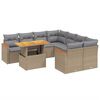 vidaXL Set de sof&aacute;s de jard&iacute;n 9 pzas con cojines rat&aacute;n sint&eacute;tico beige
