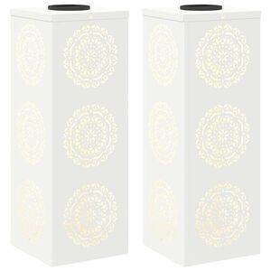 vidaXL Luz de camino LED solar 2 uds. Blanco C&aacute;lido 18 x 18 x 50 cm