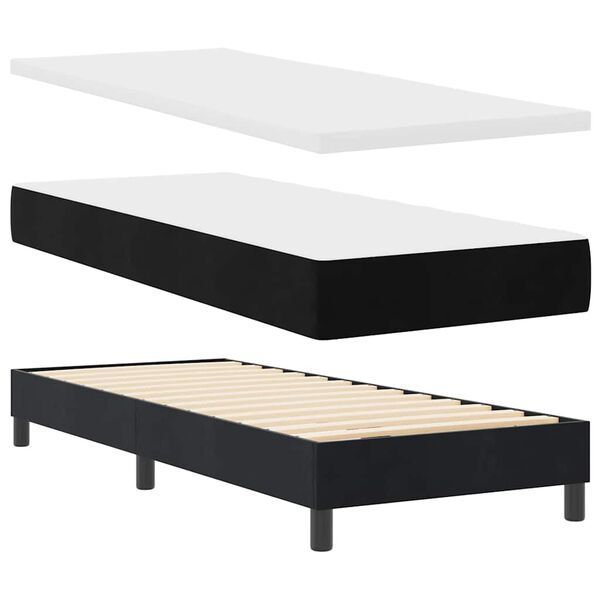 vidaXL Cama tipo Box Spring con colch&oacute;n Negro 200 x 80 cm Terciopelo