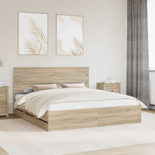 vidaXL Estructura de cama Roble Sonoma 180 x 200 cm Madera Ingenieril