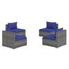 vidaXL Set de muebles de jard&iacute;n 4 pzas y cojines rat&aacute;n sint&eacute;tico gris