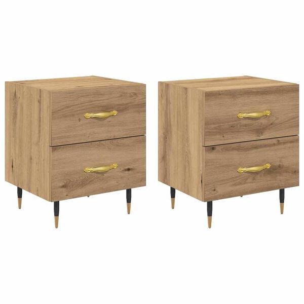 vidaXL Armario de Noche 2 pcs Roble artesanal 40 x 35 x 47,5 cm