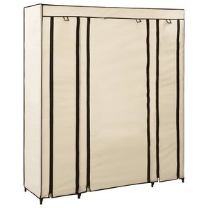 vidaXL Armario con compartimentos y varillas tela crema 150x45x176 cm