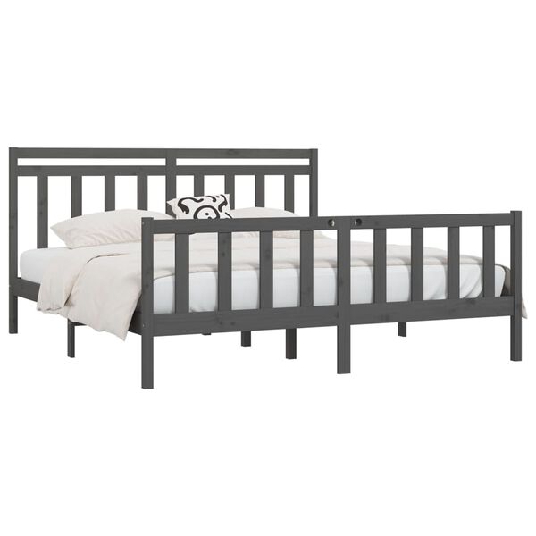 vidaXL Estructura de cama sin colch&oacute;n madera de pino gris 200x200 cm